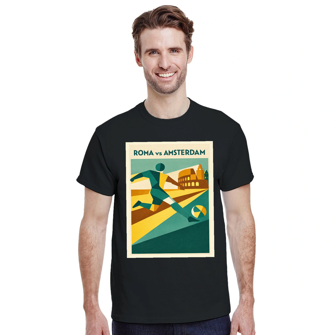 T-shirt ποδοσφαίρου Ρώμης, άνετη και στυλάτη, ιδανική για αγώνες και casual εμφανίσεις, διαθέσιμη σε S, M, L, XL, XXL