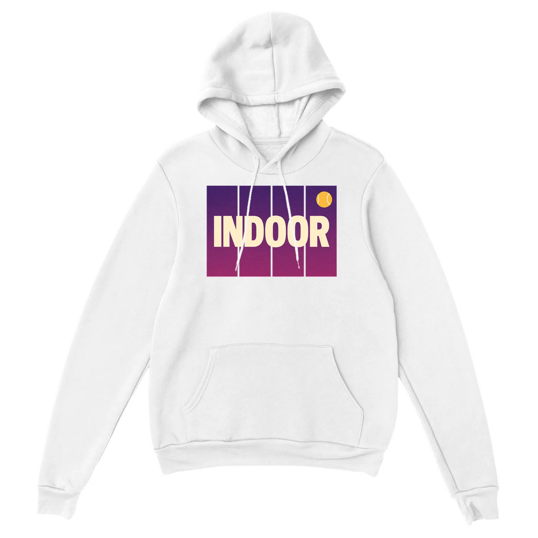 Hoodie de ténis indoor, confortável e estiloso, feito em mistura de algodão e poliéster, com capuz forrado e bolso frontal