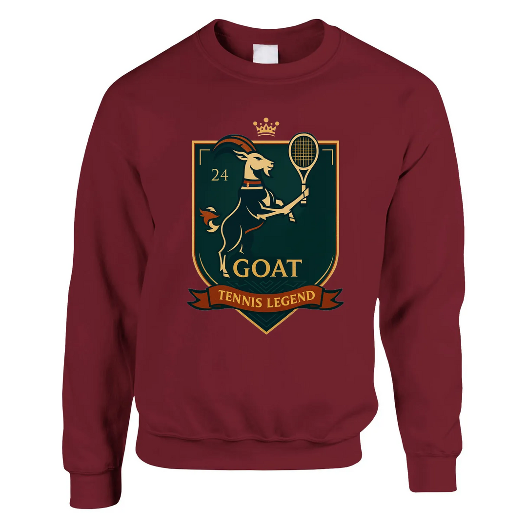 Maglione Tennis GOAT Nole, unisex, in cotone e poliestere, morbido e resistente, taglio classico e confortevole