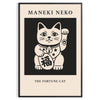 charming Maneki Neko fortune cat poster elegant gray vibrant orange room aesthetic masterpiece positivity luck unframed version captivating decor piece