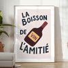kitchen elegant La Boisson l'Amitié Vin poster chic black white design piece perfect friendship wine today A4 cm A0 dimensions