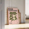 Flower Market Rome Botanical 10 un hommage vintage marchés fleurs dimensions 30x40 affiche tons verts gris sublime intérieur œuvre art unique une version cadre