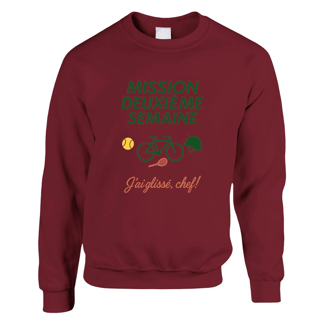 Mission 2ème Semaine Tennis Sweater un sweat - shirt épais 50 % coton polyester une douceur ultime coutures tricot élastique coupe classique confortable idéal quotidien
