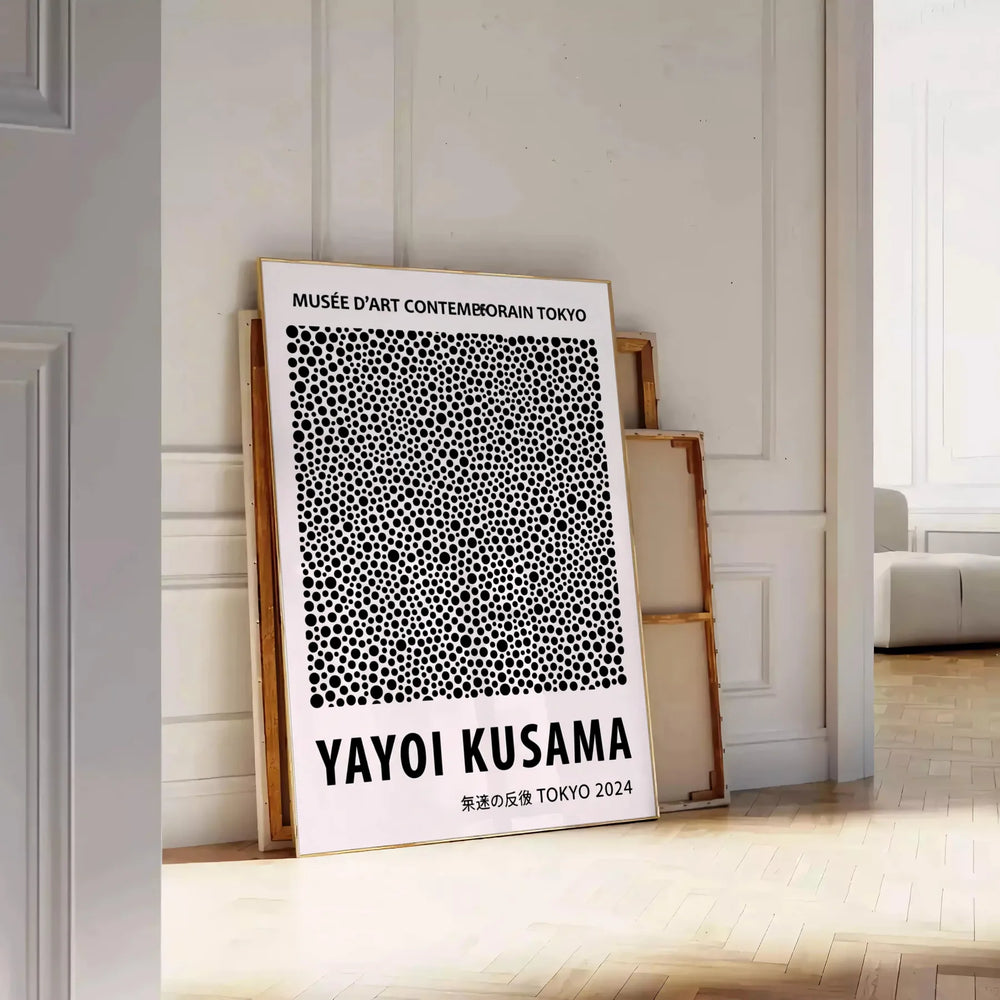 beauty Yayoi Kusama poster iconic dot designs black white dimensions stunning art piece perfect modern space home decor unframed version captivating