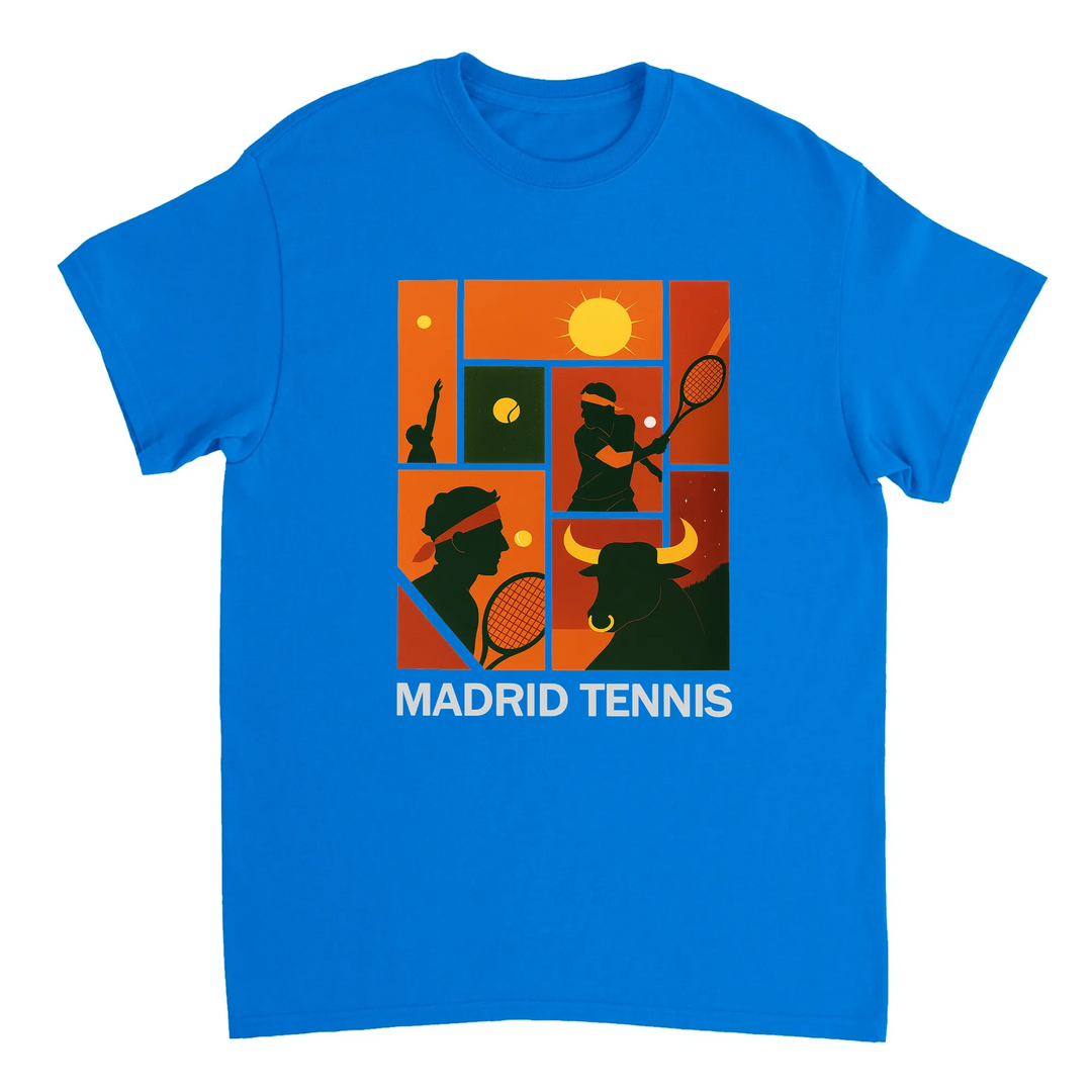 Madrid Tennis T-shirt med Rafa Nadal, perfekt för tennisälskare. Tillverkad av mjuk bomull för komfort och stil, både på och