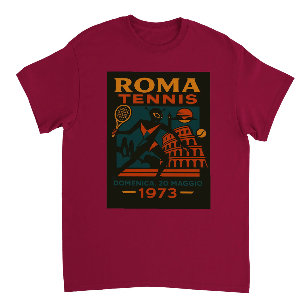 T-shirt Alien Roma Tennis, un capo unico che unisce un tema alieno giocoso alla passione per il tennis, disponibile in divers