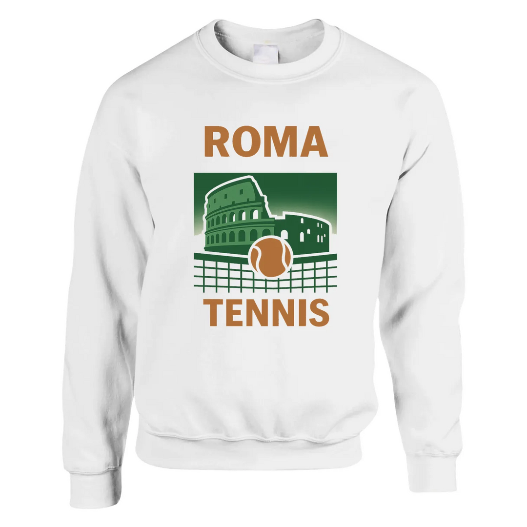 Ανακαλύψτε τον άνετο και στιλάτο πουλόβερ Roma Tennis, κατασκευασμένο από 50% βαμβάκι και 50% πολυεστέρα, ιδανικό για κάθε πε