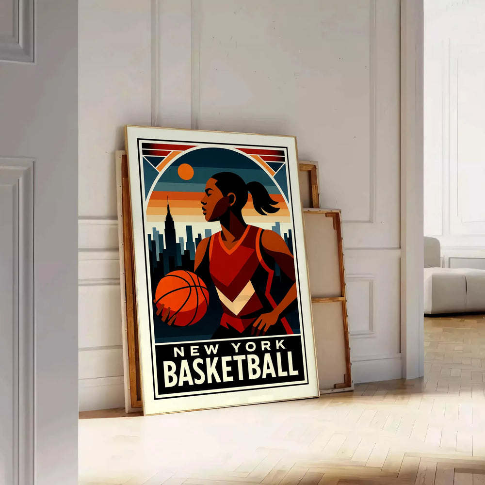 space stunning New York basketball vintage poster stylish art deco design print spirit game wall thoughtful gift today dimensions A4 cm A0