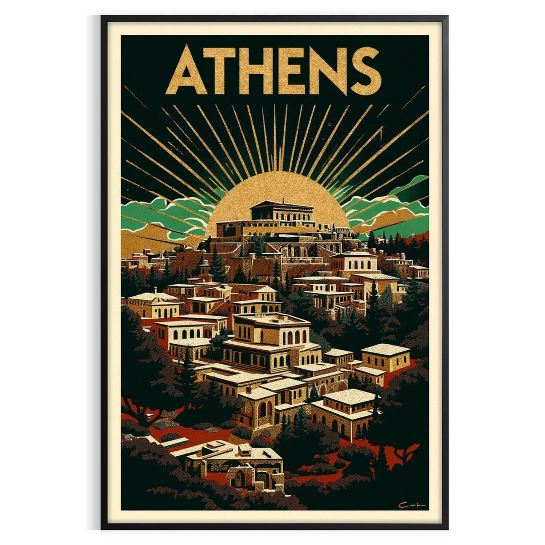 space stunning Art Déco poster timeless elegance Athens Greece sleek gray black palette perfect decor eye piece sizes cm dimensions A4 A0