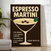 Affiche élégante thème espresso martini nuances noir gris dimensions 50x70 30x40 accessoire parfait décoration cadre disposition