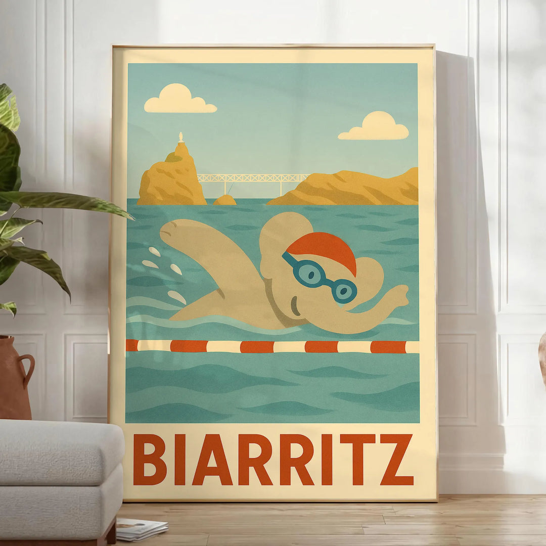 whimsical world Kid Elephant Swimming poster delightful gray green hues space nurseries playrooms charming illustration animal lovers joy walls A4 cm A0