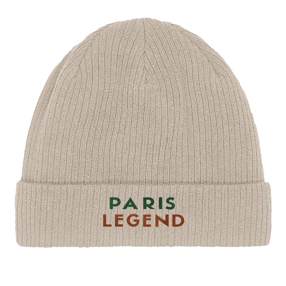 Image Sand de Beanie Tennis Paris Legend  2 - Cotton Bio, Embroidered Design