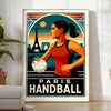 2024年パリオリンピックのハンドボールポスター。スポーツ愛好者にぴったりの鮮やかなデザインで、あなたの空間にゲームの興奮をもたらします。サイズは50x70 cmまたは30x40 cmから選べます。