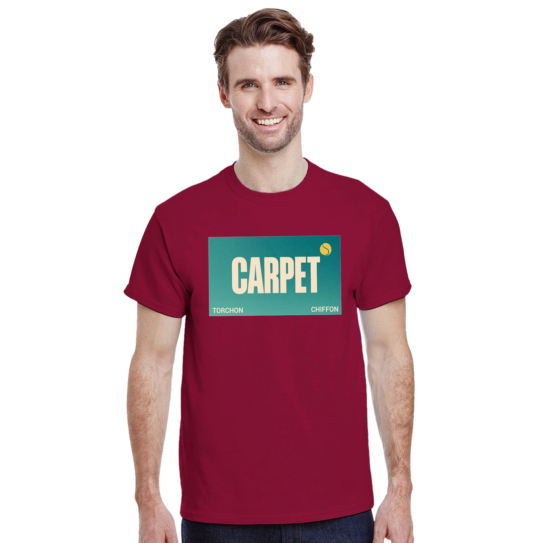 T-shirt de ténis com design elegante de tapete chiffon, ideal para amantes do ténis. Disponível em S, M, L, XL, XXL