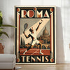 Stilvolles Roma Tennis Poster in Schwarz und Grau, perfekt für Sportliebhaber und Kunstfreunde. Erhältlich in verschiedenen G