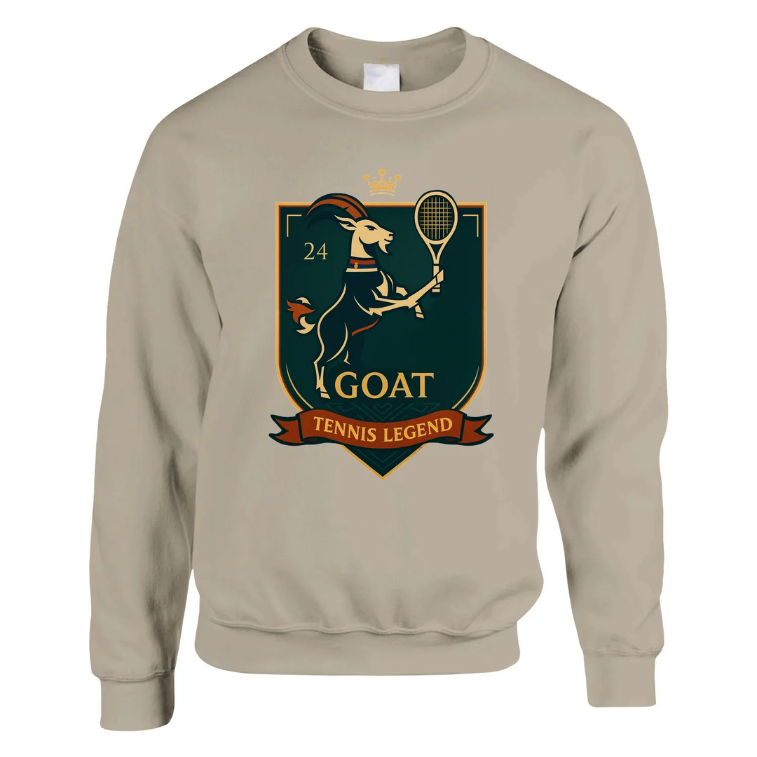 Maglione Tennis GOAT Nole, unisex, in cotone e poliestere, morbido e resistente, taglio classico e confortevole