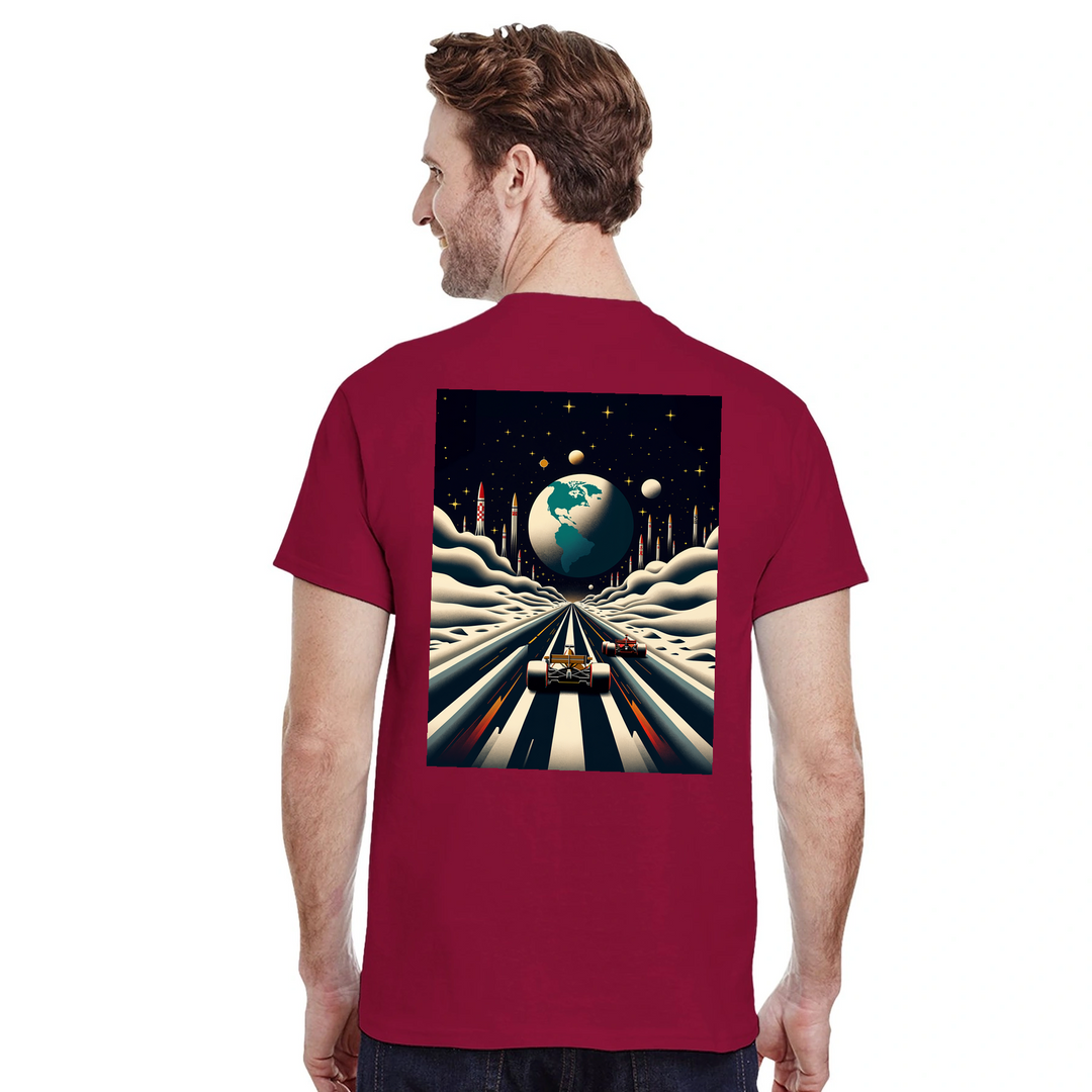 T-shirt Formula Moon con design lunare unico, ideale per appassionati di astronomia. Morbido cotone per un comfort duraturo