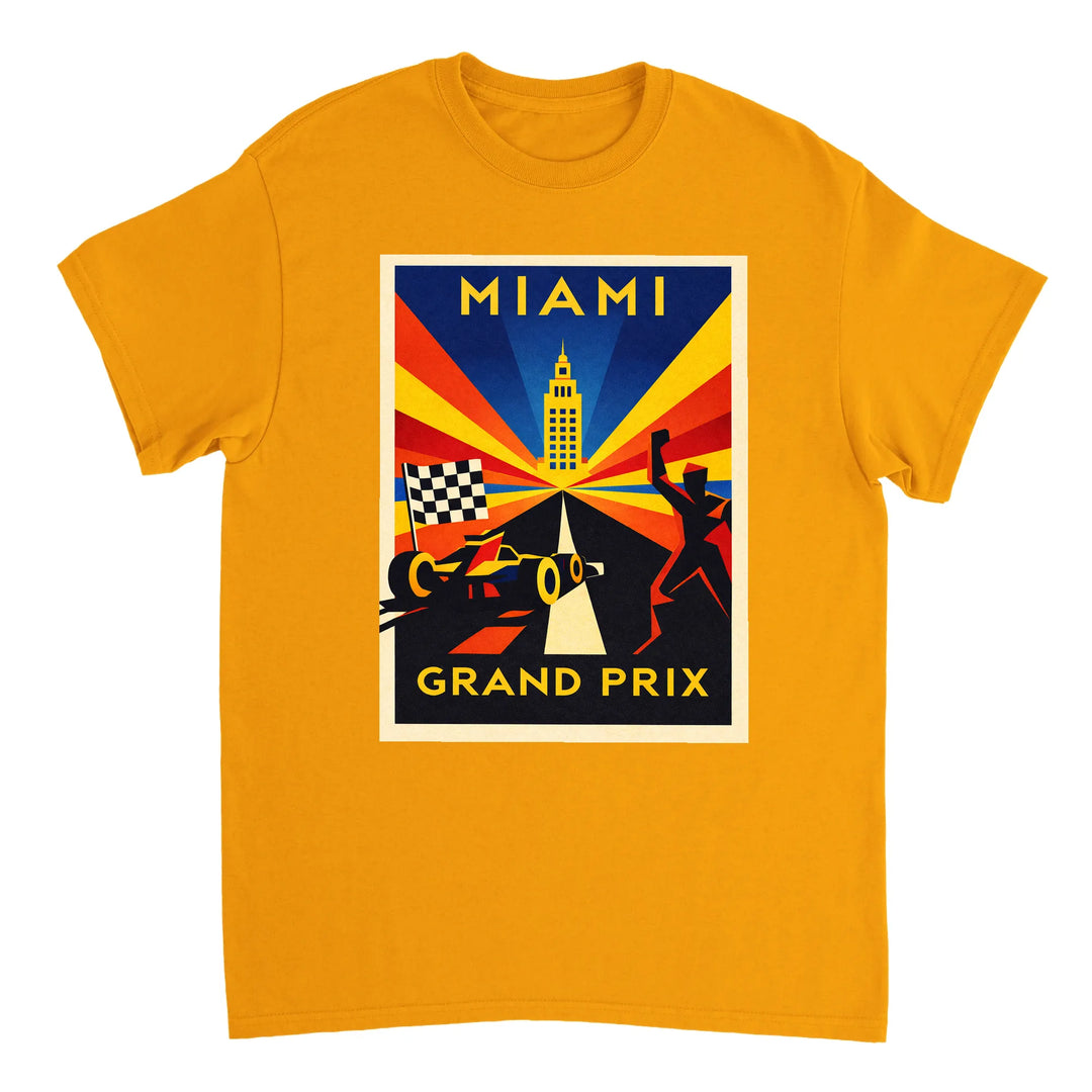 Miami F1 t-shirt i en färgstark design, hyllar den pulserande energin från Formel 1-scenen i USA. Finns i storlekar S till XX