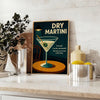 Affiche élégante Martini Cocktail tons noir gris disponible dimensions 30x40 une touche sophistiquée espace option cadre