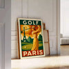 captivating vintage golf poster vibrant Parisian scene green red enthusiast wall art best gift golfers charm space unframed formats