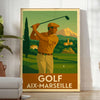 space captivating golf poster art iconic Aix Marseille rich brown green hues vintage best gift golfers dad man sizes A4 cm A0