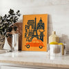 magie Paris affiche vibrante teintes rouges oranges idéal intérieur format 50x70 30x40 une touche élégance disponible encadrement