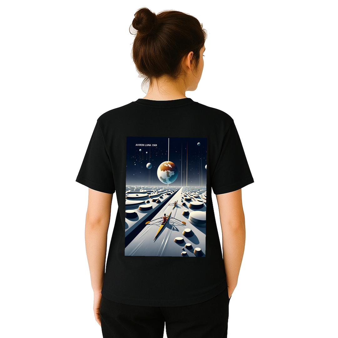 Ein einzigartiges T-Shirt mit einem faszinierenden Design, das die Schönheit des Mondes und das nächtliche Meer einfängt. Ide