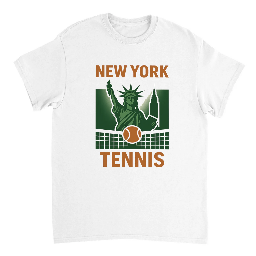 ニューヨークのテニスシーンを感じさせるスタイリッシュなTシャツ。快適で通気性のあるコットン素材を使用し、スポーツ愛好家や都市のトレンドセッターに最適です。
