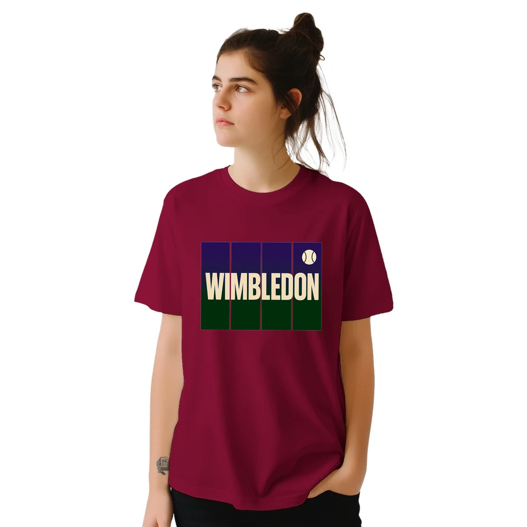 T-shirt de ténis Wimbledon, ideal para fãs e jogadores, com um design vibrante e confortável em algodão respirável