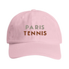 Vintage broderad keps med Paris Tennis 3-logga, låg profil och avslappnad stil