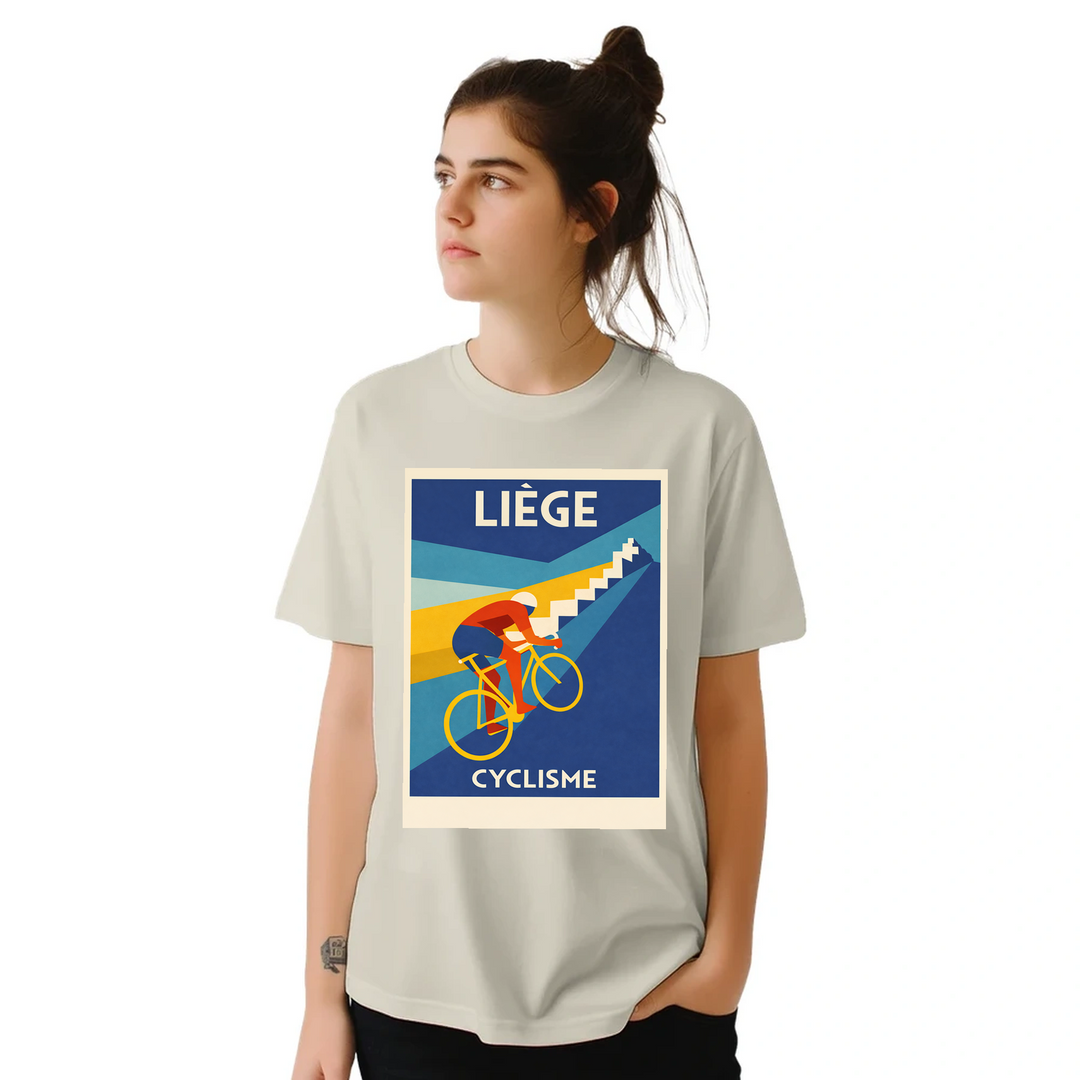 T-shirt Liège Belgium Cyclisme, ιδανικό για ποδηλάτες και καθημερινές εμφανίσεις, διαθέσιμο σε S, M, L, XL, XXL