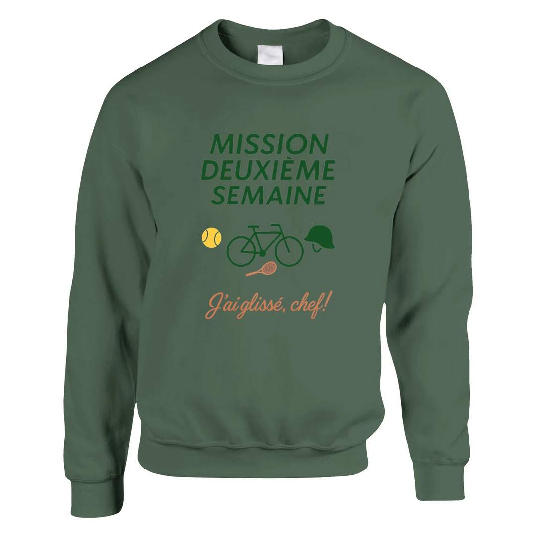 Mission 2ème Semaine Tennis Sweater un sweat - shirt épais 50 % coton polyester une douceur ultime coutures tricot élastique coupe classique confortable idéal quotidien