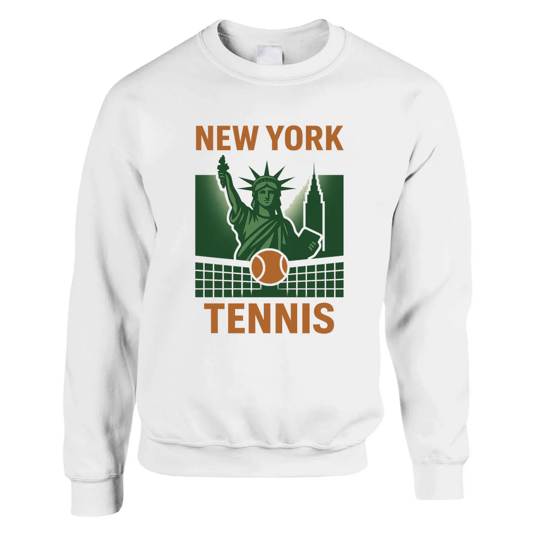 New York Tennis Sweater un sweat - shirt épais unisexe mélange doux 50 % coton polyester coupe classique une douceur inégalée grâce à la filature jet air coutures robustes look sportif élégant