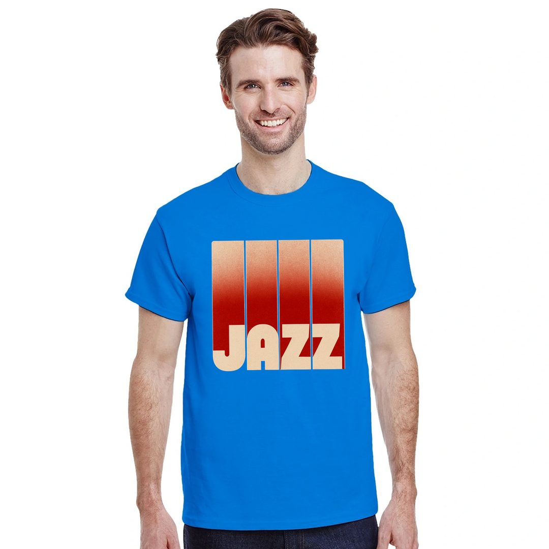 音楽愛好家にぴったりのジャズテーマTシャツ。鮮やかなデザインがジャズの本質を捉え、会話のきっかけになります。サイズはS、M、L、XL、XXLから選べます。