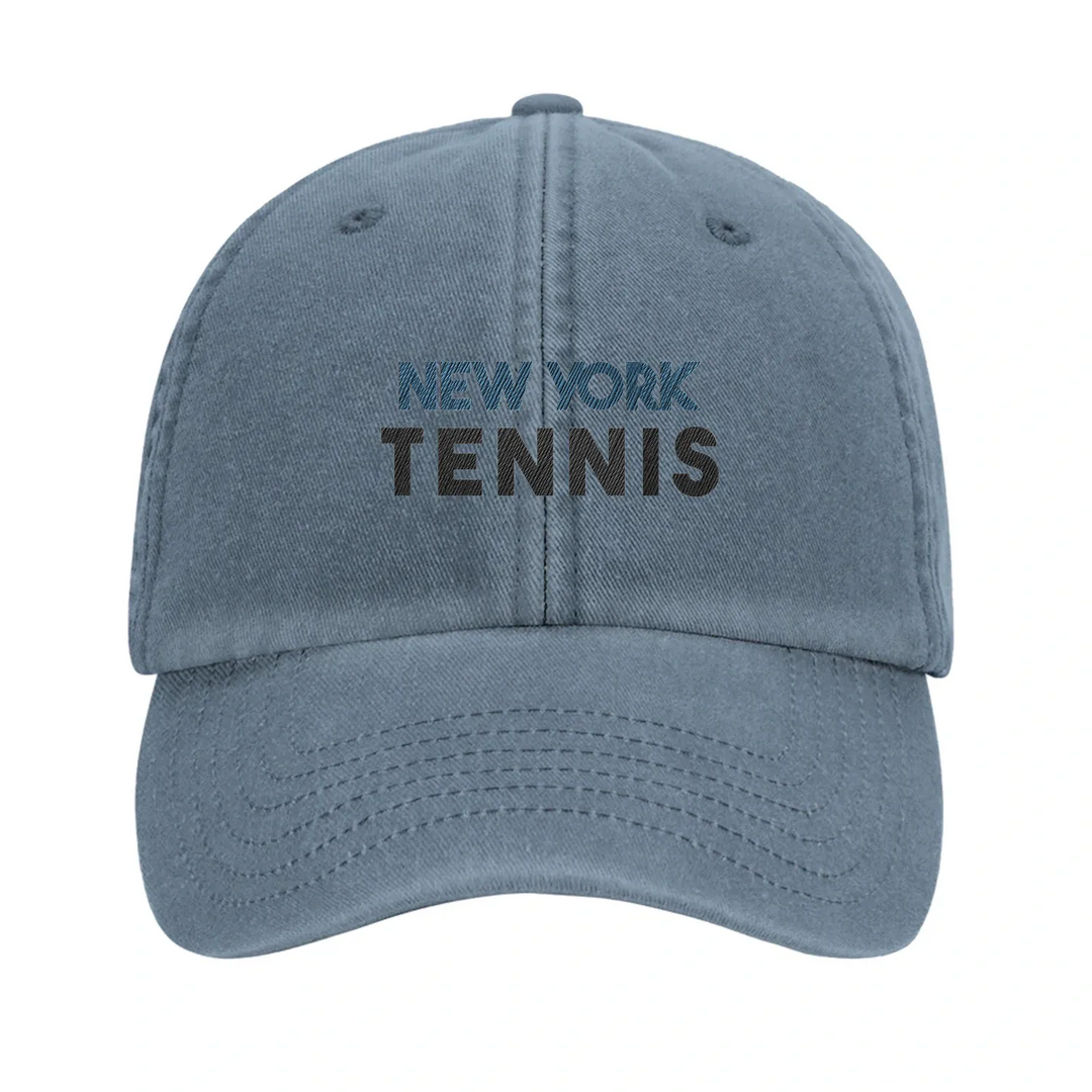 Gorra vintage de tenis de Nueva York con diseño bordado, hecha de algodón 100% cepillado, ideal para un estilo casual