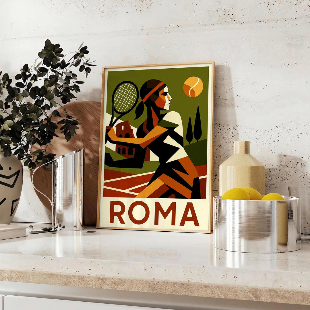 magnifique Roma Tennis 12 teintes marron gris une touche élégante espace amateurs affiche disponible dimensions 50x70 30x40 achetez  vôtre version