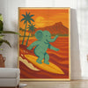 affiche adorable Kid Elephant Surf un incontournable une touche ludique décoration chambre enfant nuances gris vert art mural intérieur disponibles cm poster