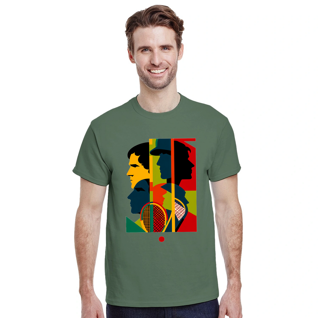 テニス大会に最適なスタイリッシュなテニステーマのTシャツ。プレイヤーやファンにぴったりの快適さとゲームへの情熱を融合。サイズ: S, M, L, XL, XXLでご用意。