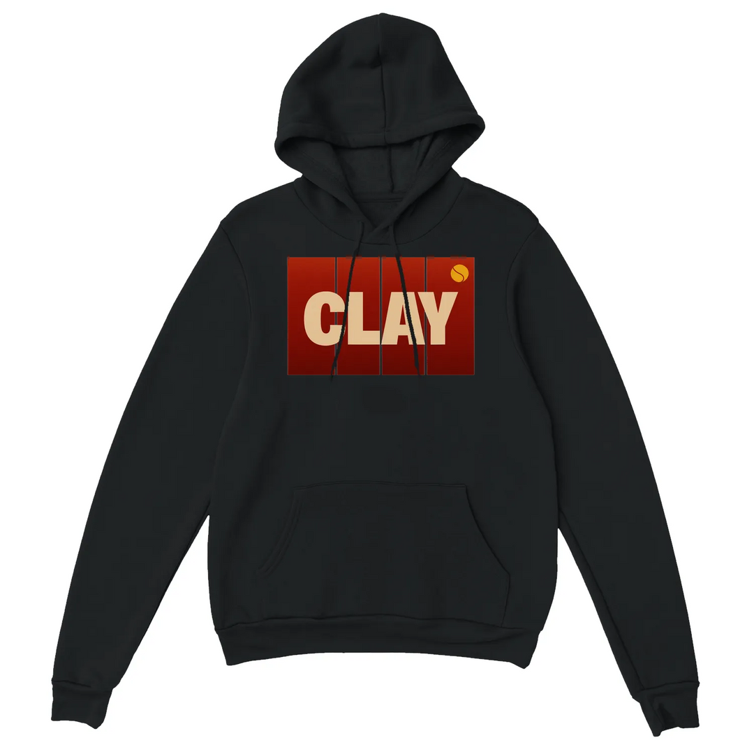 Clay Tennis Sport Hoodie un sweat capuche épais confort style 50 % coton polyester doux toucher grâce filature jet air boulochage une doublée poche ventrale coupe unisexe parfait tous vôtre
