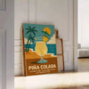 affiche élégante cocktail Pina Colada teintes gris orange saisissantes pièce unique une touche tropicale décoration A4 cm A0
