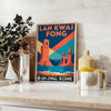 space stunning vintage travel art deco poster Lan Kwai Fong Hong Kong vibrant orange green tones cm masterpiece essence iconic locale decor formats A4 A0