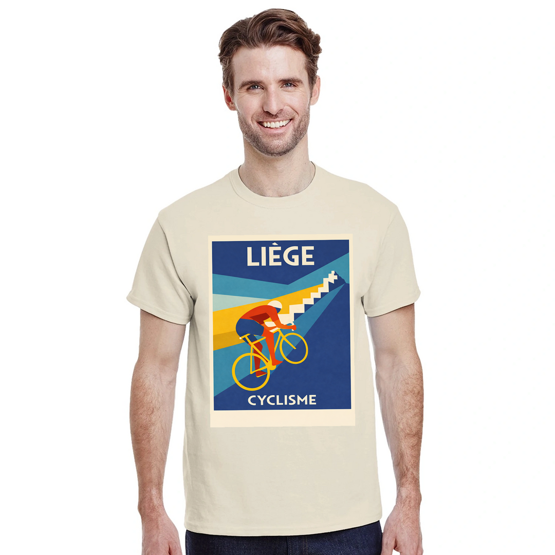 T-shirt Liège Belgium Cyclisme, ιδανικό για ποδηλάτες και καθημερινές εμφανίσεις, διαθέσιμο σε S, M, L, XL, XXL