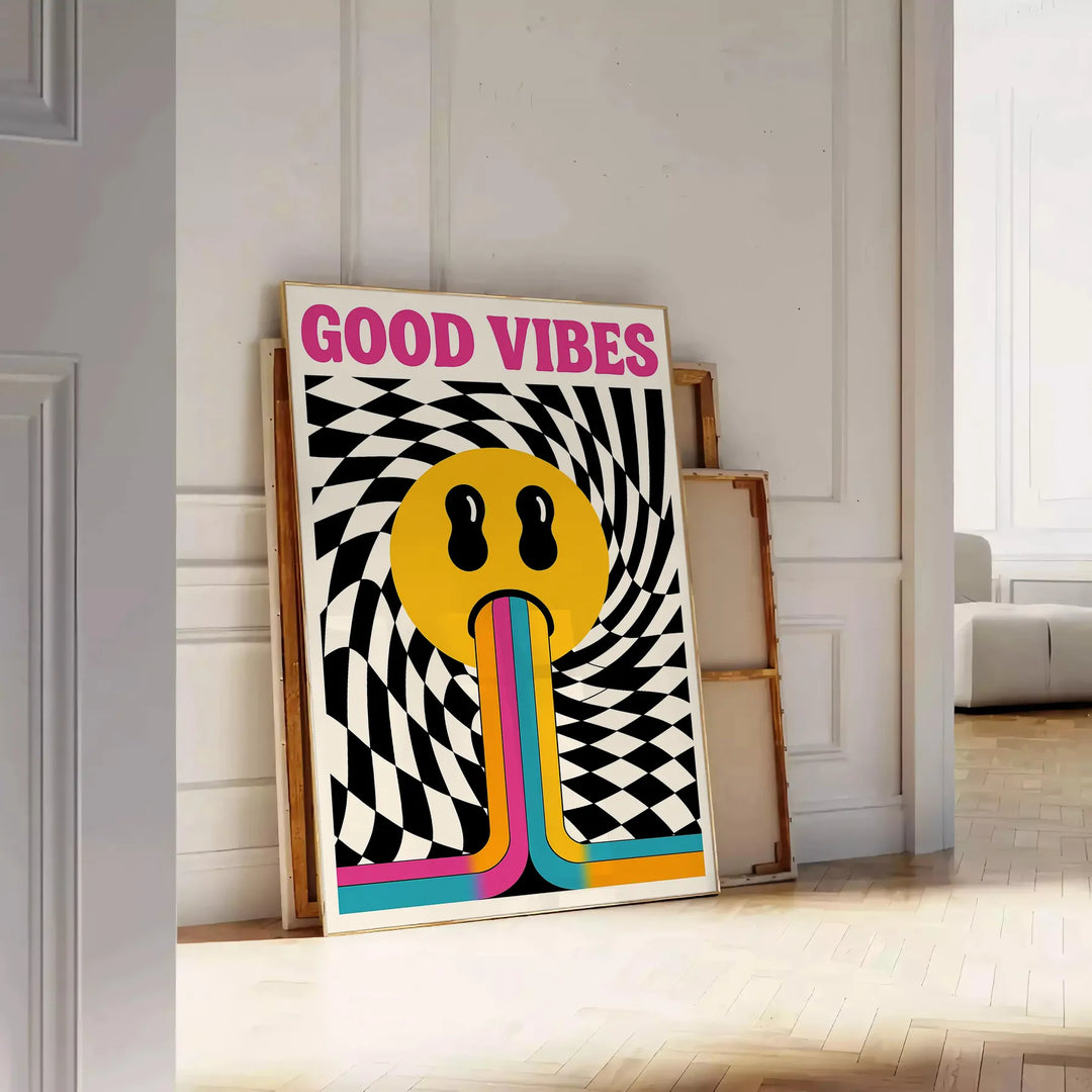 Αναβαθμίστε τον χώρο σας με την αφίσα 'Good Vibes Motivation 2' σε ζωντανές λευκές και πορτοκαλί αποχρώσεις. Ιδανική για κάθε