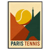 パリテニスミニマルポスター。赤と緑の鮮やかなデザインが特徴で、テニス愛好家やアート好きに最適。おしゃれな空間を演出します。
