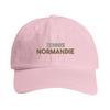 Vintage broderad keps Tennis Normandie, låg profil i bomull, spänne mässing