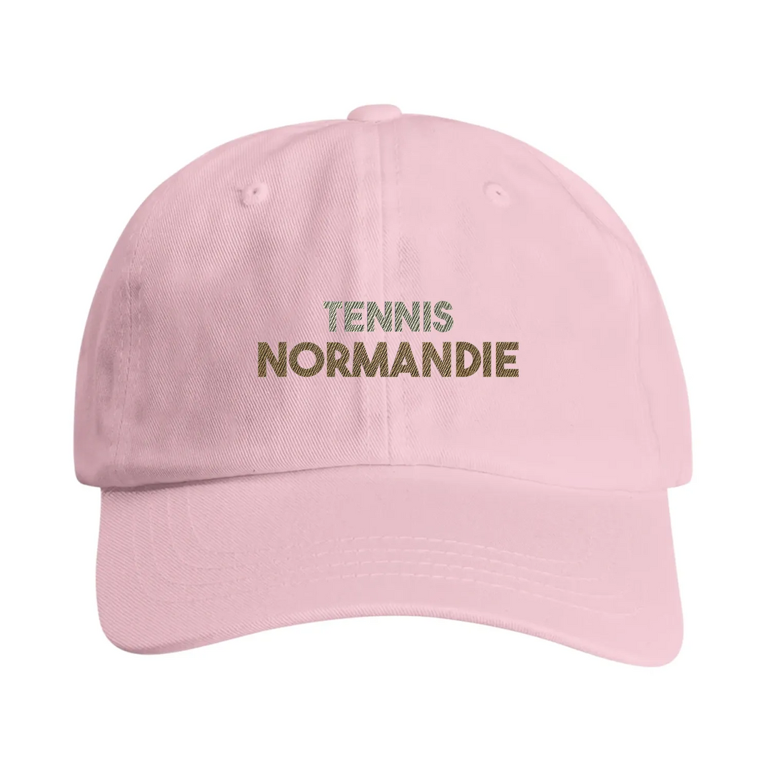 Vintage broderad keps Tennis Normandie, låg profil i bomull, spänne mässing