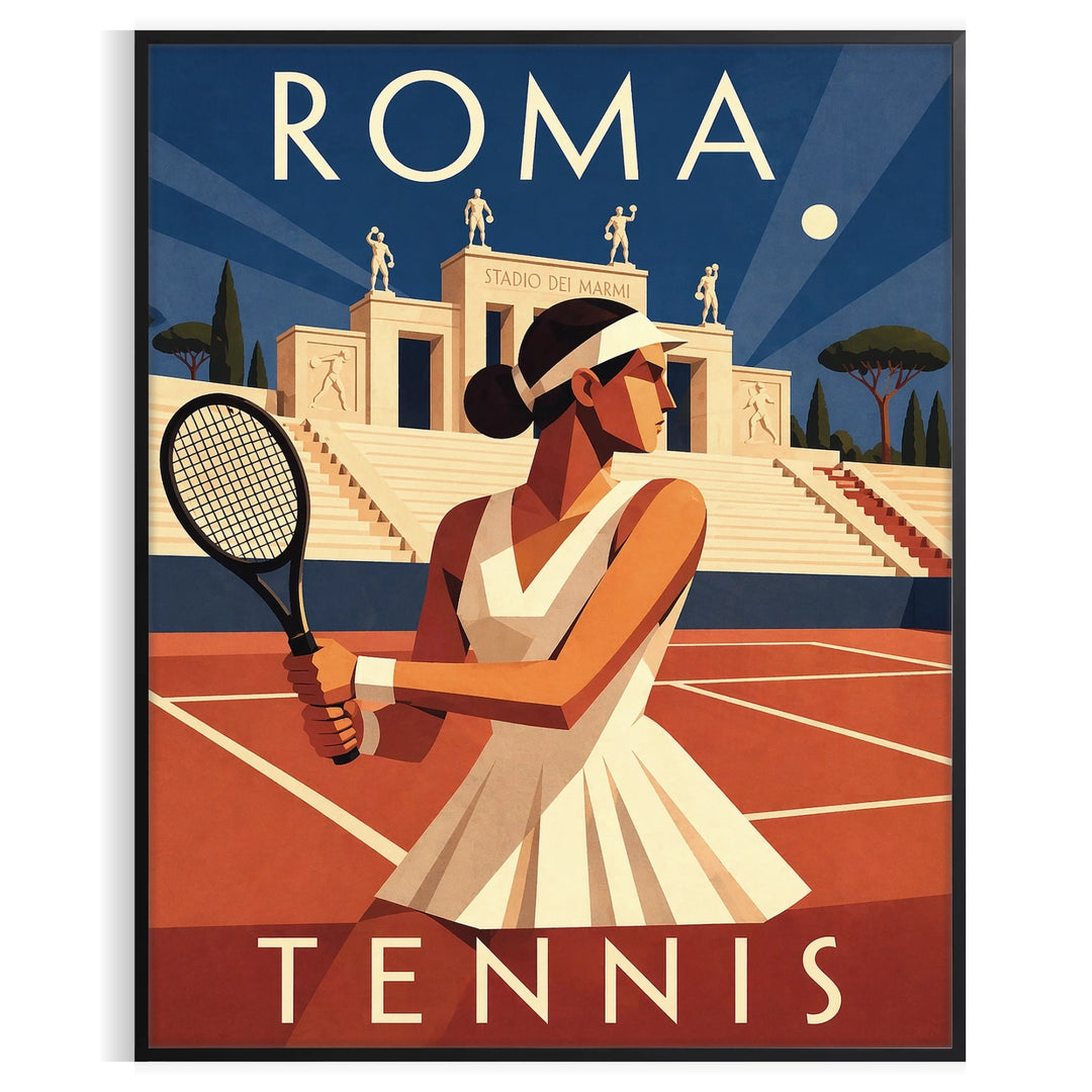 space vibrant Roma Tennis 2 poster energetic green orange hues enthusiasts stunning dynamic flair room passion game
