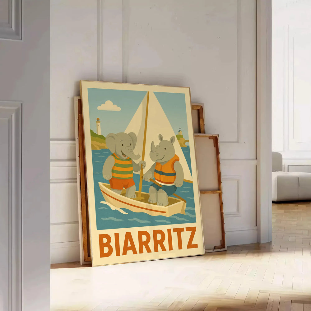 charming Kid Elephant Rhinoceros sailing poster gray green hues perfect addition child room enchanting artwork imagination adventure delightful dimensions cm A4 A0