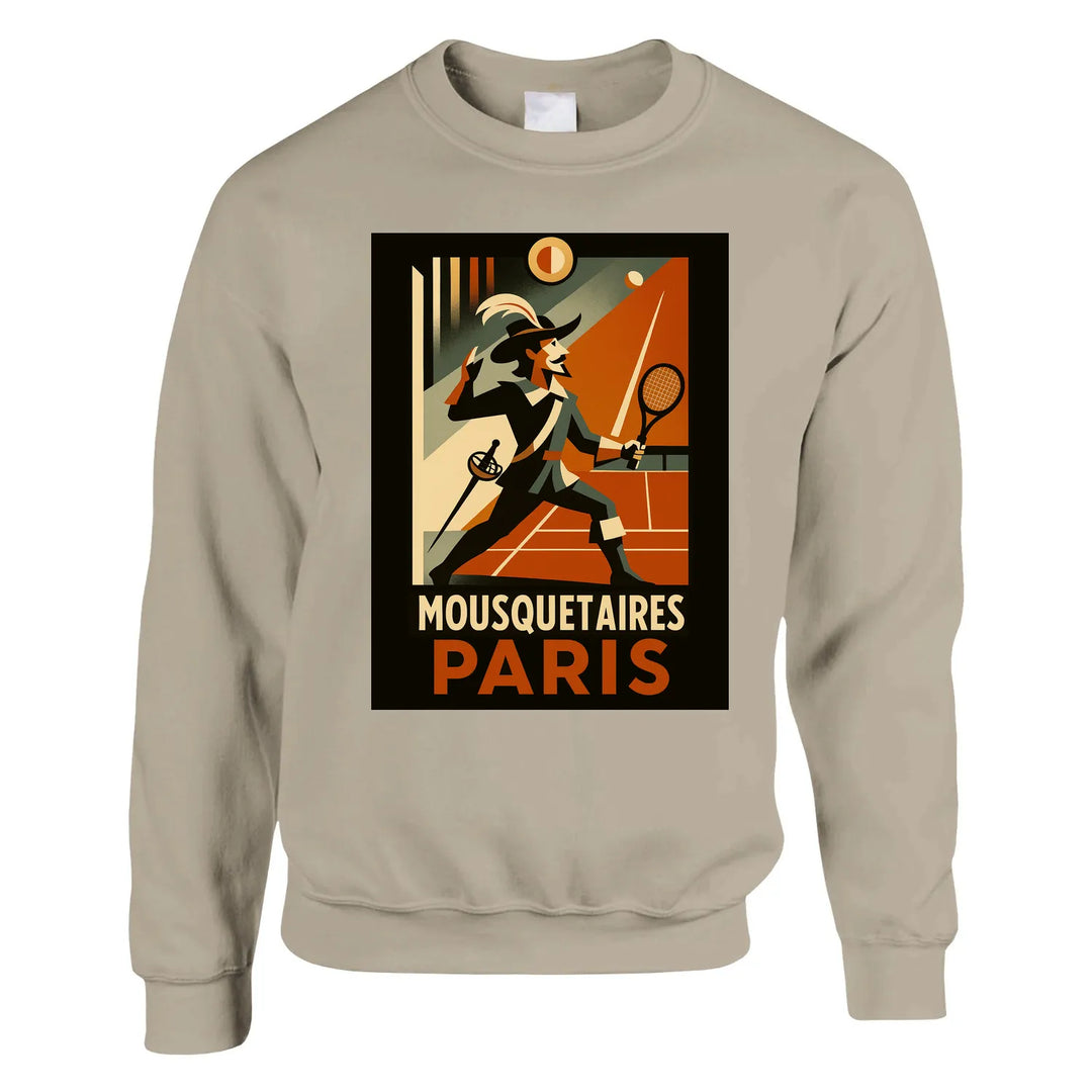 Mousquetaires Paris Tennis džemperis, kas apvieno komfortu un stilu, izgatavots no mīksta kokvilnas un poliestera maisījuma