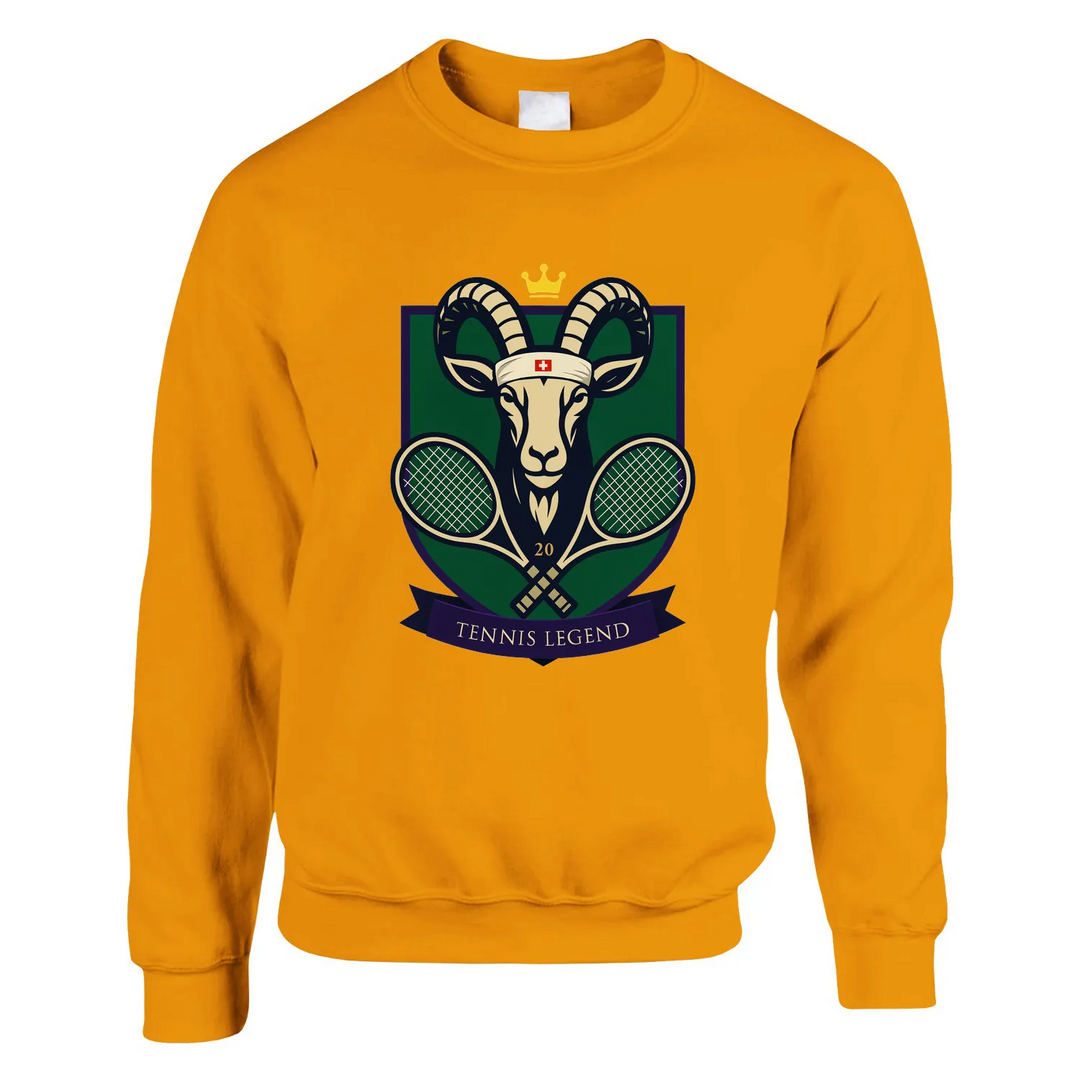 Maglione Tennis GOAT Roger, realizzato in morbido cotone e poliestere, offre comfort e stile con un taglio classico e dettagl